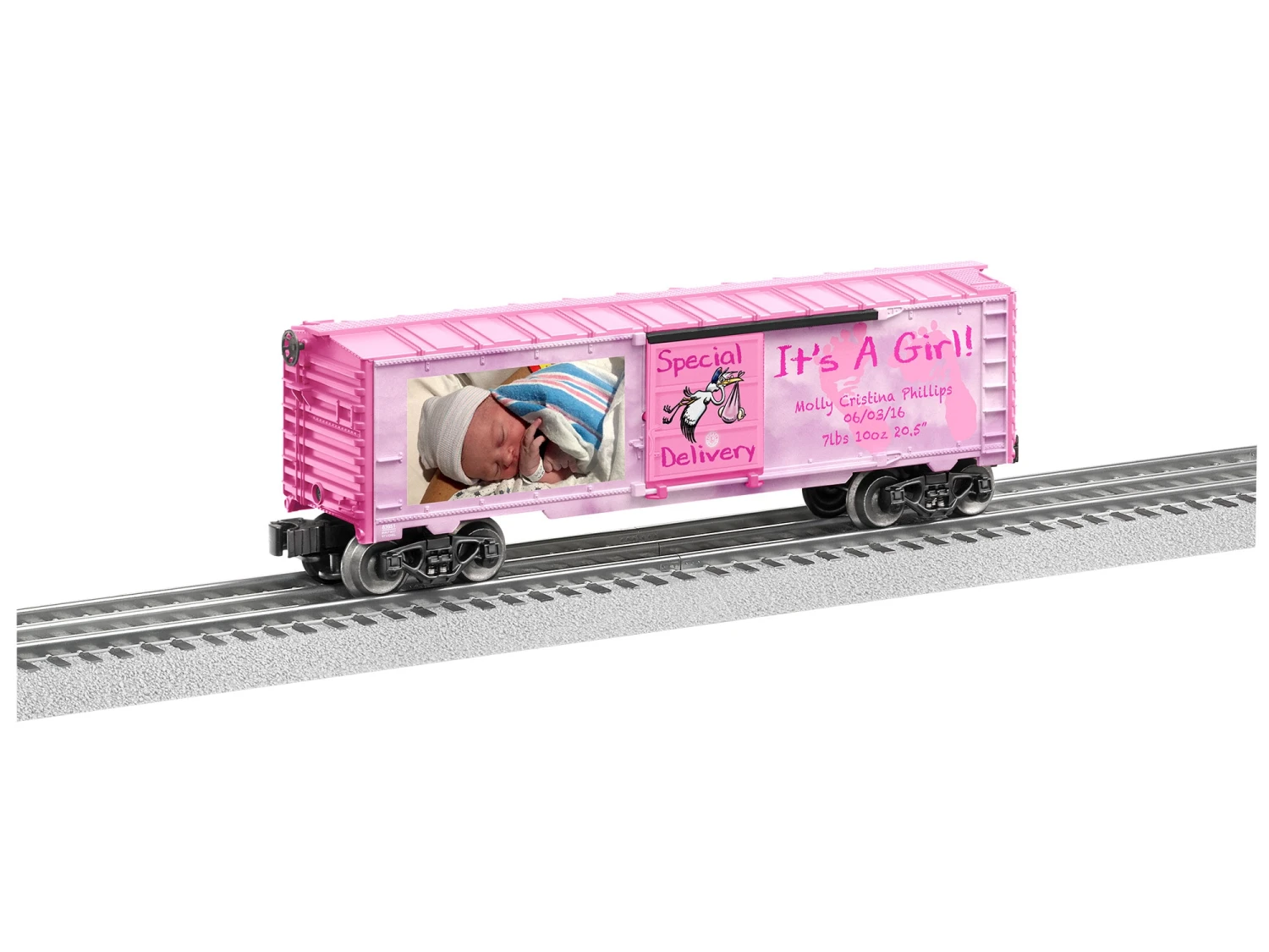 It's A Girl Personalized Photo Boxcar 3 It's A Girl Personalized Photo Boxcar